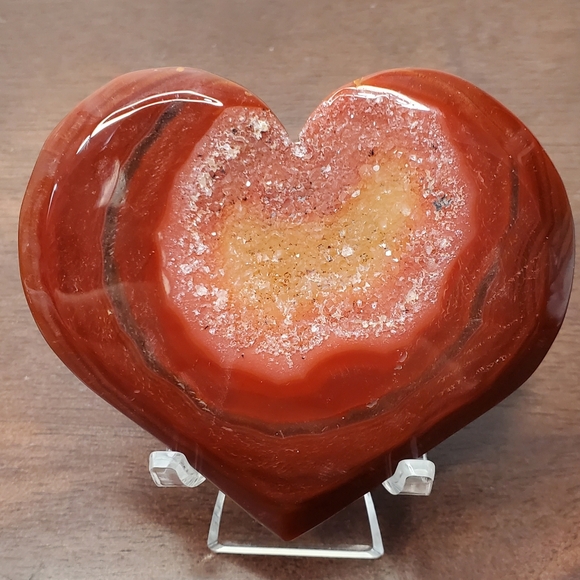 Carnelian Crystal Heart With Druzy - Picture 4 of 13